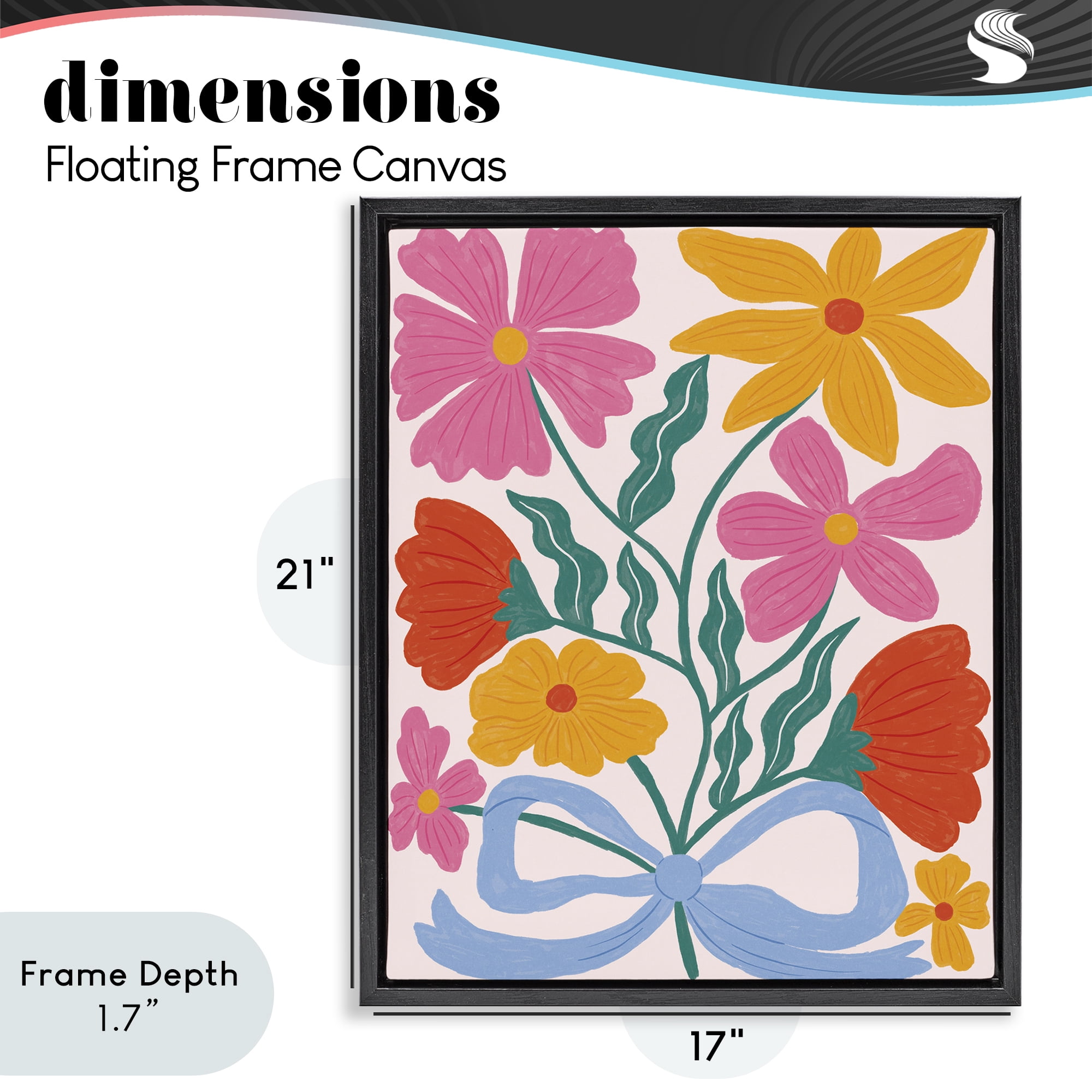 Stupell Industries Mid Century Fresh Florals Black Framed Floater Canvas Wall Art, design by Lisa Barlow