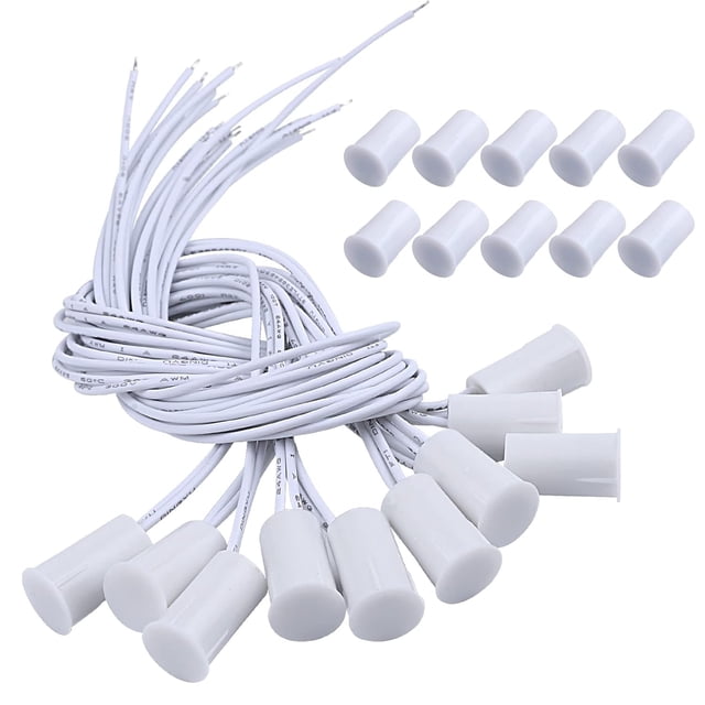 BNYZWOT RC-33 NC Recessed Wired Security Window Door Contact Sensor Alarm Magnetic Reed Switch White 10 Pair