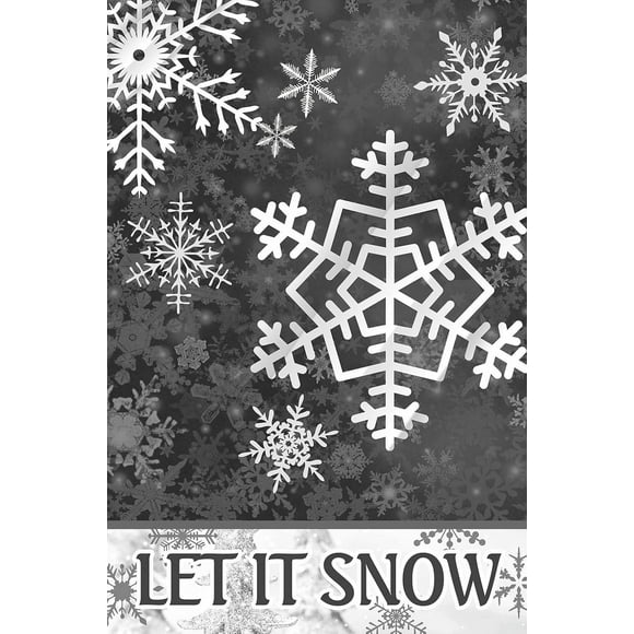 Décoration Flocons de Neige Gris Hiver Drapeau de Maison Vertical Bannière de Fête Ferme Extérieure 28 Pouces x 40 Pouces