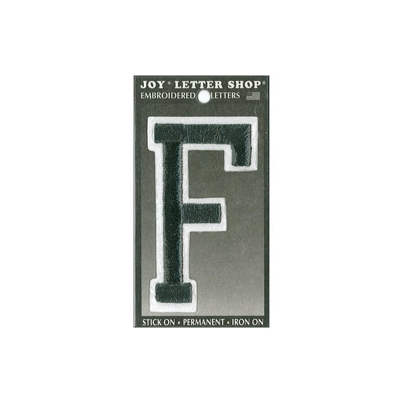 Joy Applique Letter Iron On Varsity 3" Black F