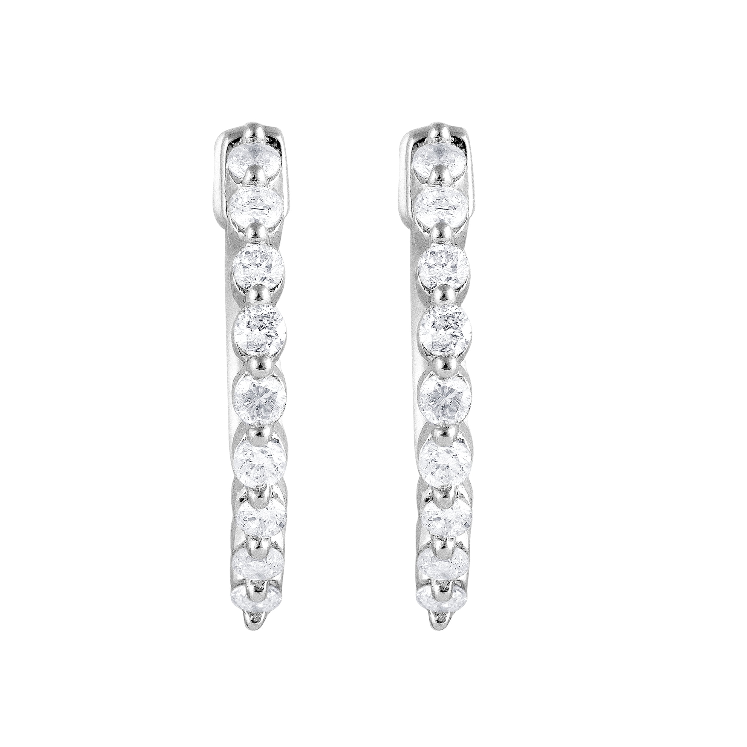 Unique Moments 1/4 Ct Round Lab Grown Diamond Hoop Earring in Silver for Women (H-I, SI-I1)