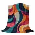 thumbnail image 6 of Vintage Geometric Blanket Soft Cozy Warm Throw Blanket for Couch, Plush Fuzzy Flannel Fleece Blankets for Sofa, Colorful Contemporary Minimalist Bed Blankets Lightweight Gifts for Women, 40"x50", 6 of 9