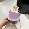 thumbnail image 4 of Bolsos cruzados con caja cuadrada a la moda para mujer bolso de hombro Universal con cadena de perlas de cuero PU bolsos con cordón para mujer, 4 of 9
