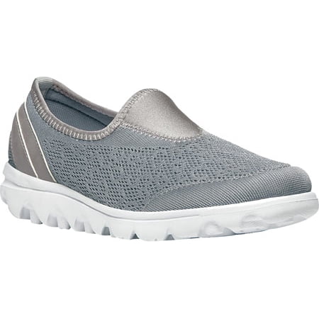 

Women s Propet TravelActiv Slip On Sneaker Silver Nylon Mesh/Polyurethane 8.5 2E