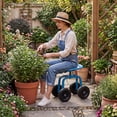 thumbnail image 4 of Costway Chariot de Jardin Roulant Siège de Travail Robuste avec Siège Pivotant à 360° et Hauteur Réglable Bleu, 4 of 10