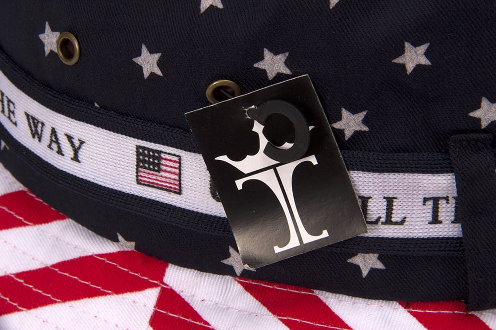 american flag bucket hat with string