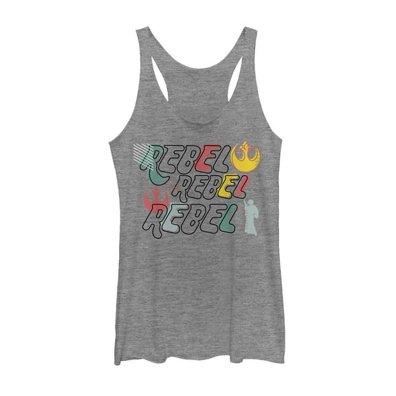 Women's Star Wars Pop '80s Rebel Racerback Tank Top Gray Heather Medium