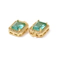 thumbnail image 3 of Octagon Rectangle Brass Micro Pave Cubic Zirconia Charms Cadmium Free & Nickel Free & Lead Free Real 18K Gold Plated Medium Aquamarine 14x9.5x5mm Hole: 1.5mm, 3 of 3