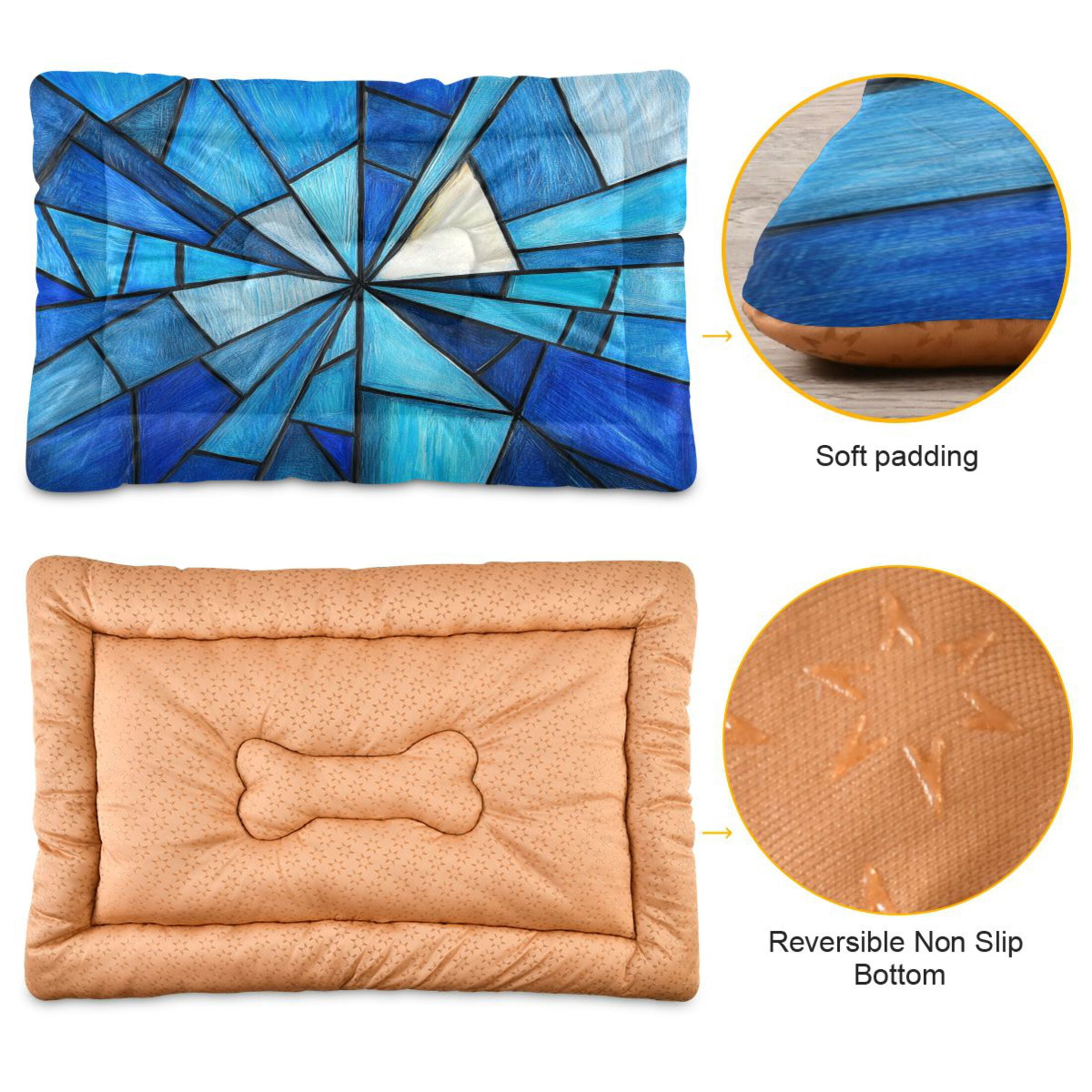 Qxltty Blue Irregular Glass Ped Pad Wear-resistant and Hard to Bite Through Sleeping Pad for Small Medium Large Dogs Winter Pet Bed 36×24in