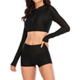thumbnail image 5 of Defitshape Women's Long Sleeve Swimsuit Zip Rash GuardSun Protection 2 Piece Bathing Suit Black Small, 5 of 5