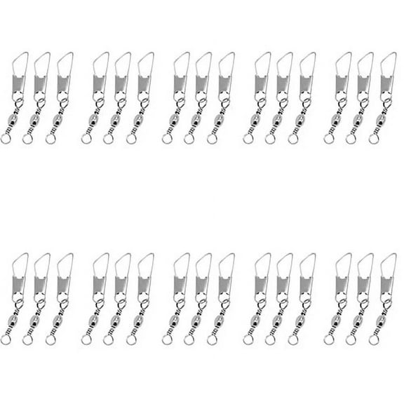 30Pcs High Strength Fishing Barrel Swivel with Safety Snap Connector Tackle Kit