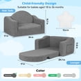 thumbnail image 7 of babyeap Kids Couch,2-in-1 Soft Toddler Couch Fold Out,Convertible Sofa to Lounger,Gifts for Kids Girl Boys,Dark Gray, 7 of 7