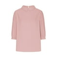 thumbnail image 5 of tklpehg Fall Womens Tops Crew Neck Retro Tops Going Out Tops Womens Clothes Solid Color 3/4 Sleeve Tops Comfortable Fall Clothes Leisure Blouses Pullover Pink M, 5 of 5
