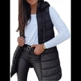 thumbnail image 2 of Chaleco para Mujer, Color Liso, Sin Mangas, con Capucha, para Invierno, Abrigo Acolchado. Negro 4XL, 2 of 7