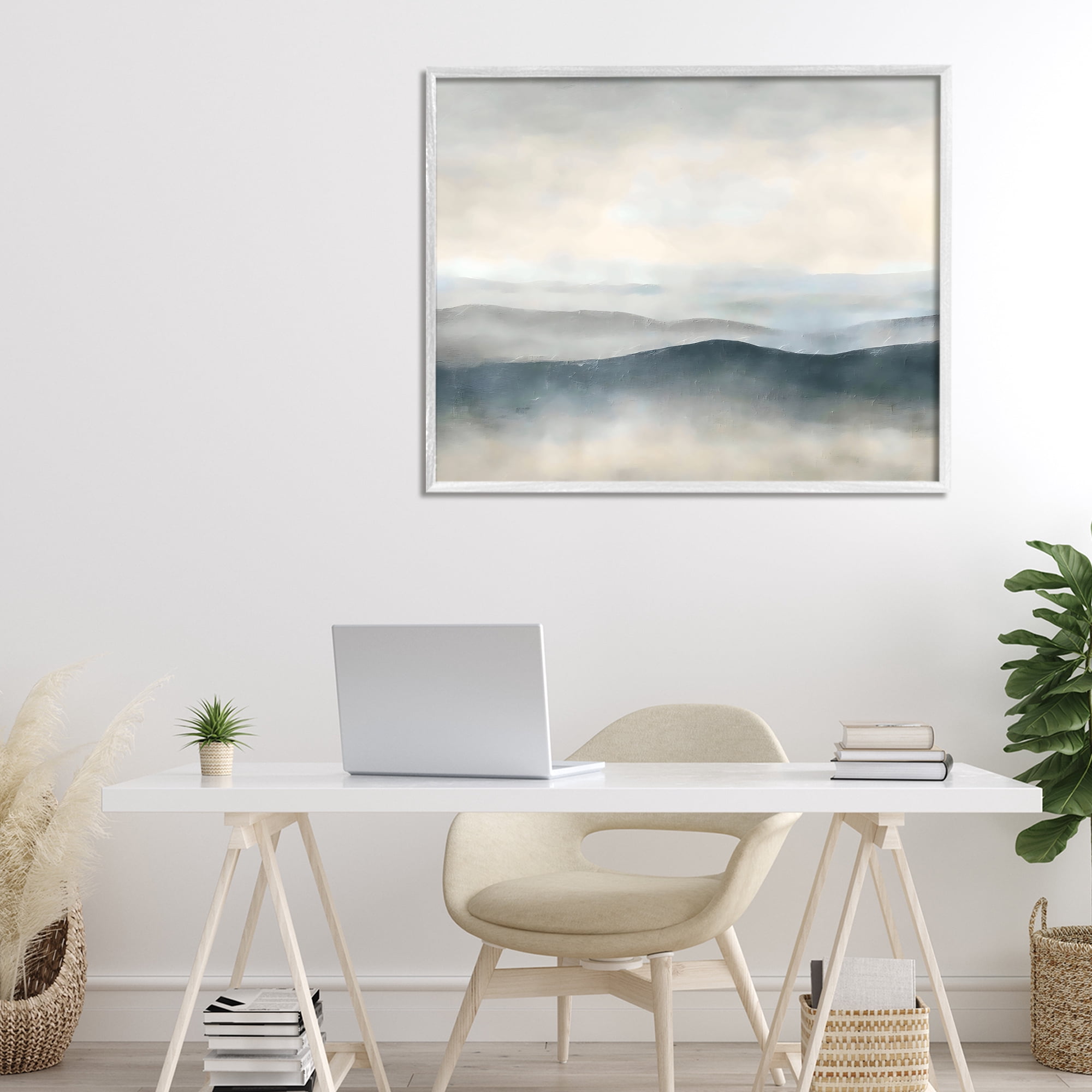 Stupell Industries Muted Horizon Serenity White Framed Giclee Art, design by Riley B