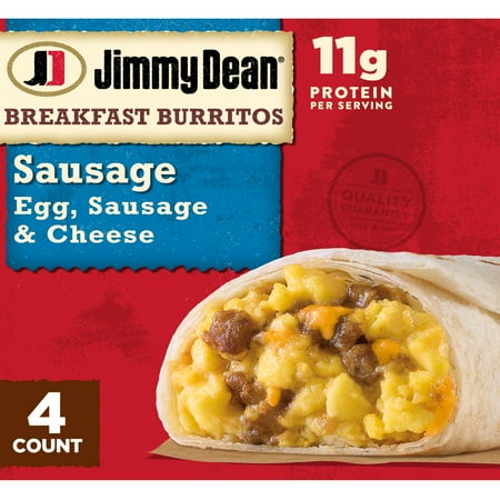 Jimmy Dean Sausage Breakfast Burritos, 17 oz, 4 Count (Frozen)