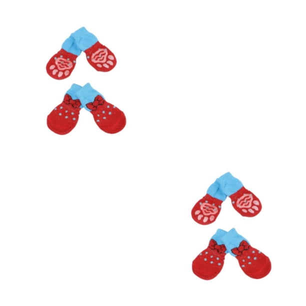 Calcetines antideslizantes Greeniant para perros 4 piezas hilo de algodón rojo brillante S
