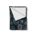 thumbnail image 2 of Dark Blue Soft Flannel Fleece Throw Blanket, Eastern Style Snowflakes Mandala Lace Circle Fashion on Dark Background, Cozy Plush for Indoor and Outdoor Use, 60" x 80", Multicolor, by Ambesonne, 2 of 6