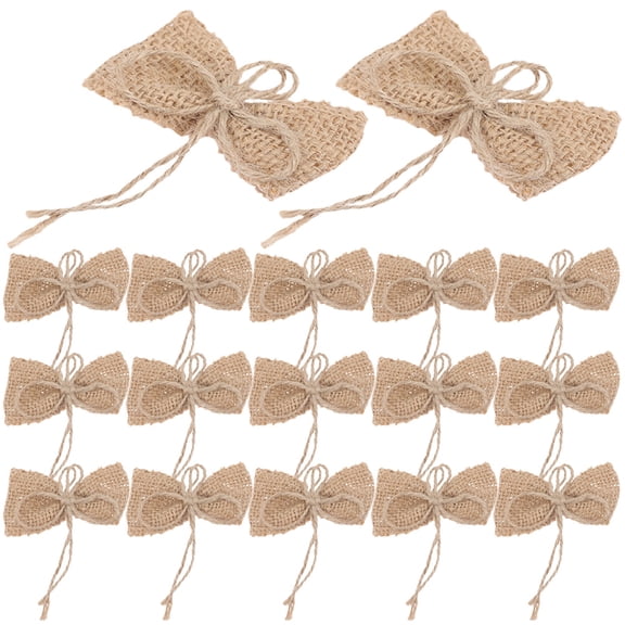 SHINYPASING 15Pcs Mini Burlap Bows Rustic Style for Christmas Garland Wreath Wedding Decoration Ornaments