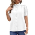 thumbnail image 4 of UVN Summer Short Sleeve Blouses for Women Casual Button Down Shirts V Neck Dressy Ladies Tops, 4 of 7