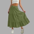 thumbnail image 2 of TaTaai Women's Casual Loose Comfy Elastic Waist Pleated Solid Long Skirt Fashion Flowy A-Line Swing Maxi Skirt for Women Daily Wear Gift, 2 of 6