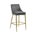 thumbnail image 5 of Homestock Rustic Refinement Modern, Contemporary Velvet Upholstered Counter Stool with Polished Metal Legs and Foot Rest, Set of 2, Ideal for Bar and Pub Height Tables, 21.5"D x 17"W x 38"H-Color:Grey, 5 of 8