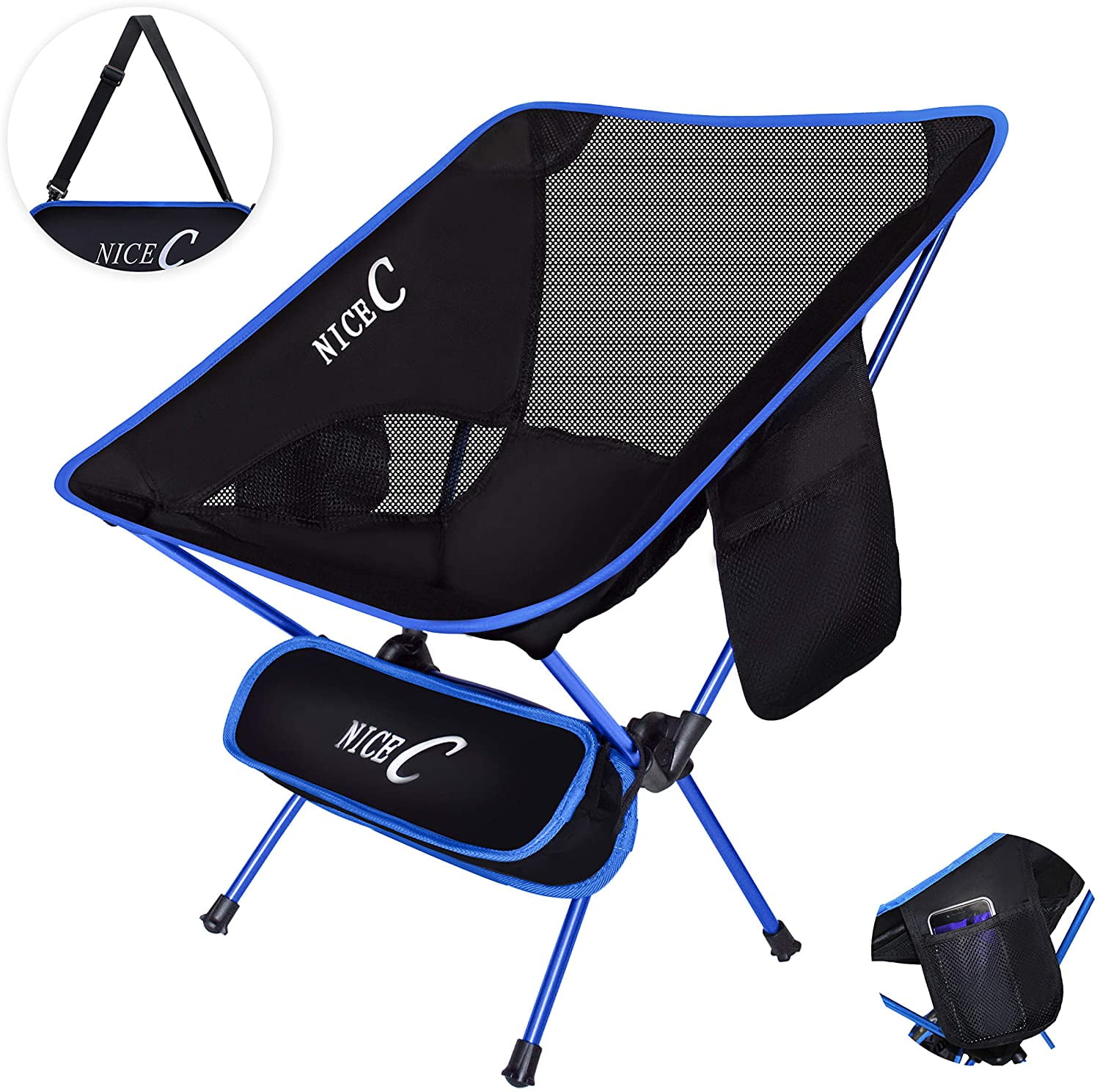 Camping Festival with 2 Storage Bags&Carry Bag Beach Nice C Ultralight Portable Folding Camping Backpacking Chair Compact & Heavy Duty Outdoor Travel BBQ Picnic 