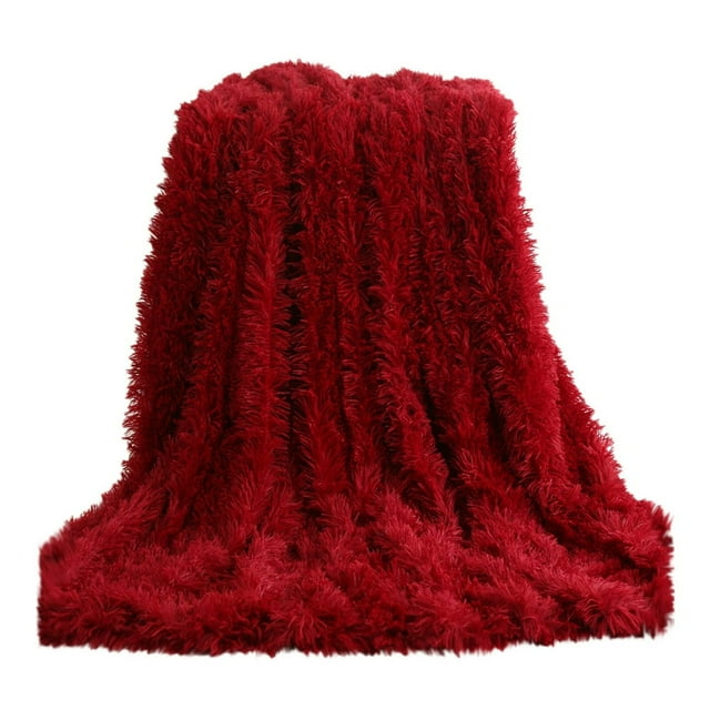 Bamboohart Fausse Fourrure Extra Douce Unie Réversible Duveteuse Légère à Longs Poils Shaggy Bouffante Douillette Peluche Molletonnée Microfibre Confortable pour Canapé Sofa Lit