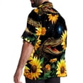 thumbnail image 3 of Crocodile Starry Sky Sunflower Men's Short Sleeve Casual Printed Button Down Beach Shirts, 3 of 6