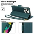 thumbnail image 4 of Allytechgroup Wallet Case for iPhone 12 Pro / 12 6.1", RFID Blocking PU Leather Flip Stand Phone Shell with Card Holder Wrist Strap Shokcproof Protective Bumper for iPhone 12 Pro / 12 6.1", Green, 4 of 7
