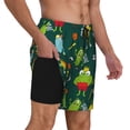 thumbnail image 2 of Sigee Sport Monster Print Mens Swim Trunks with Compression Liner Quick Dry Swim Stretch Beach Shorts with Pockets,S-3XL, 2 of 7