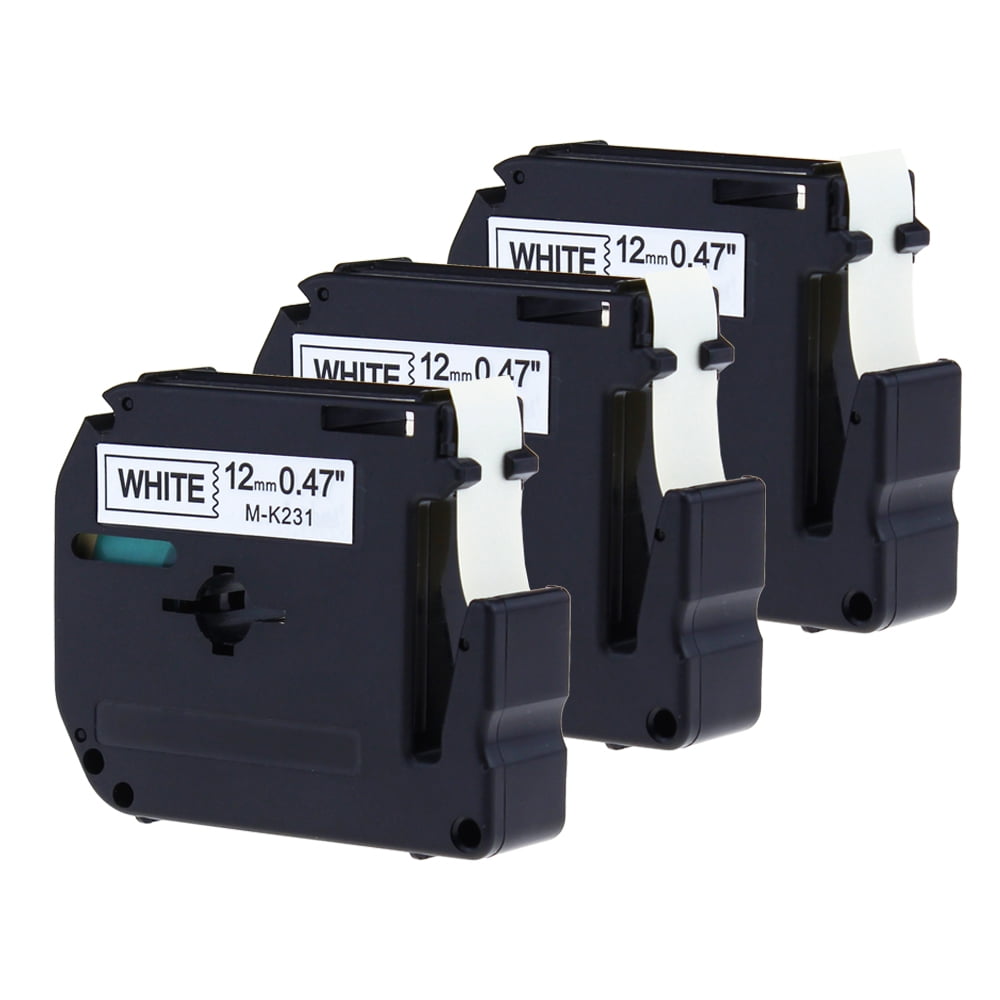 Label Kingdom MK231 Black on White Label Maker Tape, 0.47" Wide x 26.2