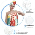 thumbnail image 6 of Colevkie 2 Pcs Bath Wrap Set Bath Towel & Shower Cap for Women Absorbent Shower Skirt Hair Drying Cap Soft Adjustable Printed Grid Pattern, 6 of 8