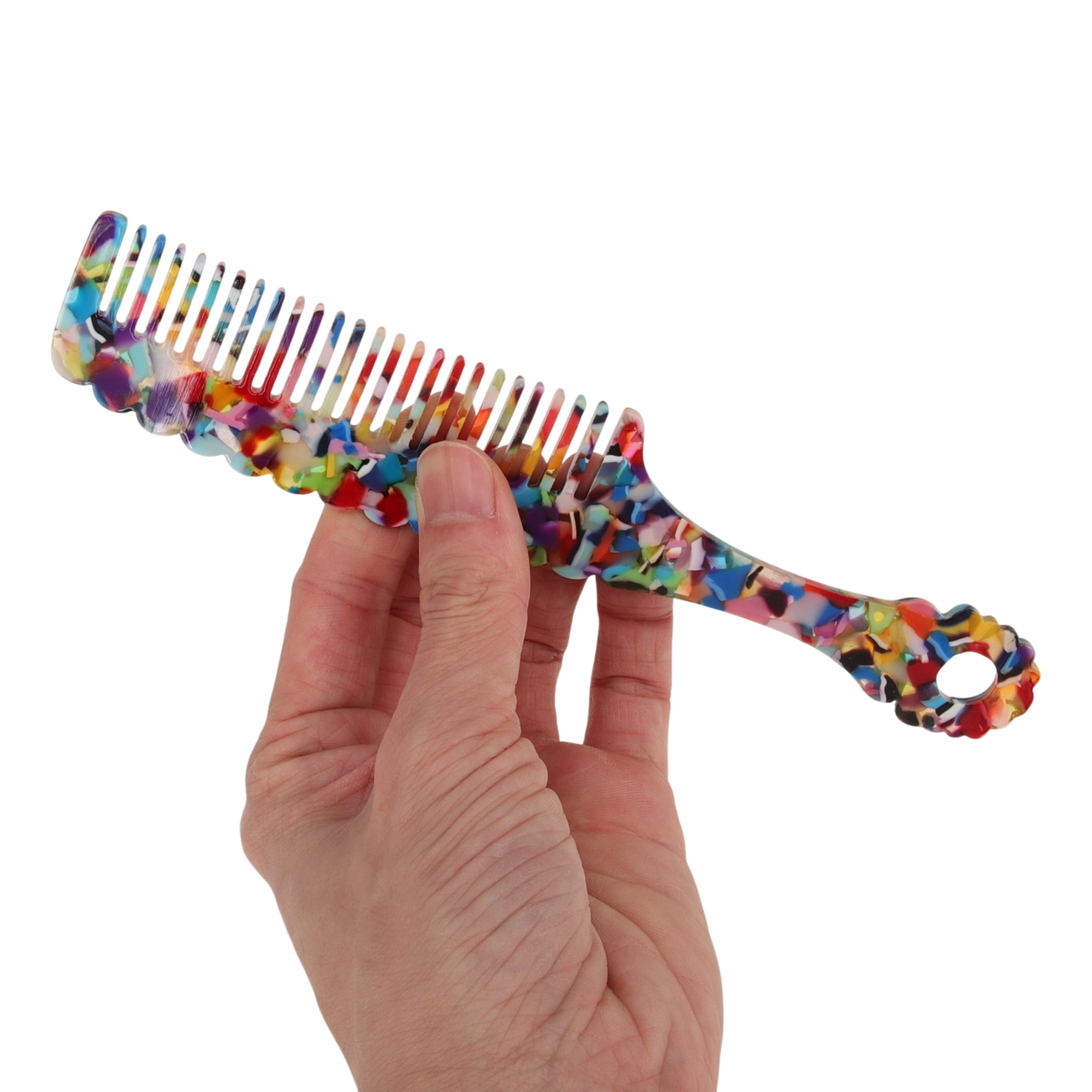 Unique Bargains 1 Pc Stylish Fashion Durable Handle Wavy Hair Comb Assorted Color