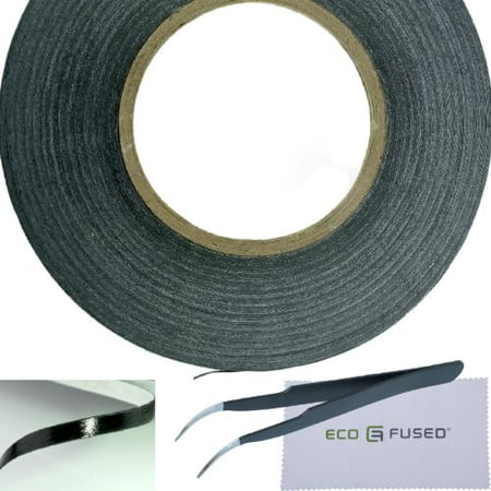 Eco-Fused Adhesive Sticker Tape for Use in Cell Phone Repair - 2mm Tape - also including 1 Pair of Tweezers / Eco-Fused Microfiber Cleaning Cloth