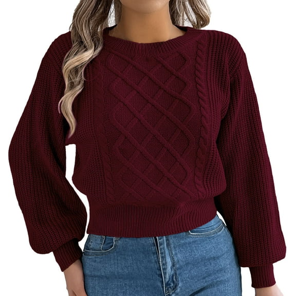 Fgnfyis Women Knit Sweater Long Sleeve Pullover Tunic Soft Warm Comfortable Loose Fit Fashion Top for Fall andWinter Red L