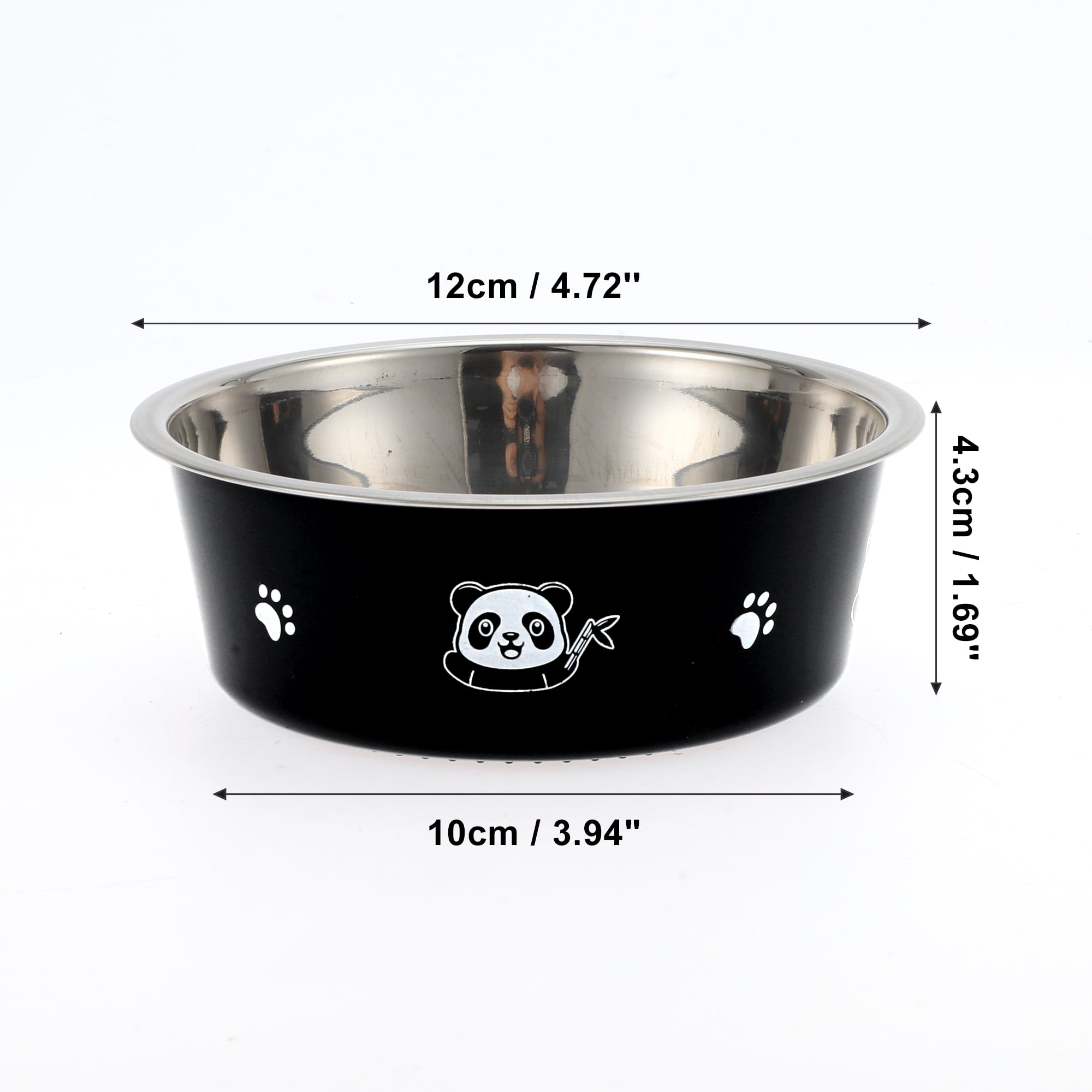 Unique Bargains Non-Skid Small Dog Bowl Panda Pattern 1 Pc Black