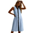 thumbnail image 6 of Khaki Linen Blend Sleeveless Midi Dress With Ruffle Detail And Open Front, 6 of 8