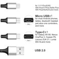 thumbnail image 2 of Cable de carga múltiple, paquete de 2 Cable de cargador de teléfono múltiple Trenzado Universal 3 en 1 Cable de carga Cable USB múltiple extra largo con USB C, Puerto micro USB, 2 of 3