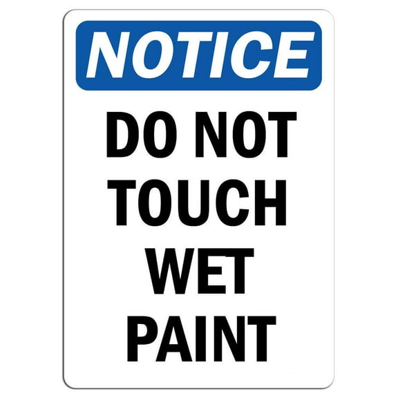Vinyl Stickers - Notice - Do Not Touch Wet Paint Sign - Safety and Warning Warehouse Signs Stickers - 3.5" x 5" - 3 Pack