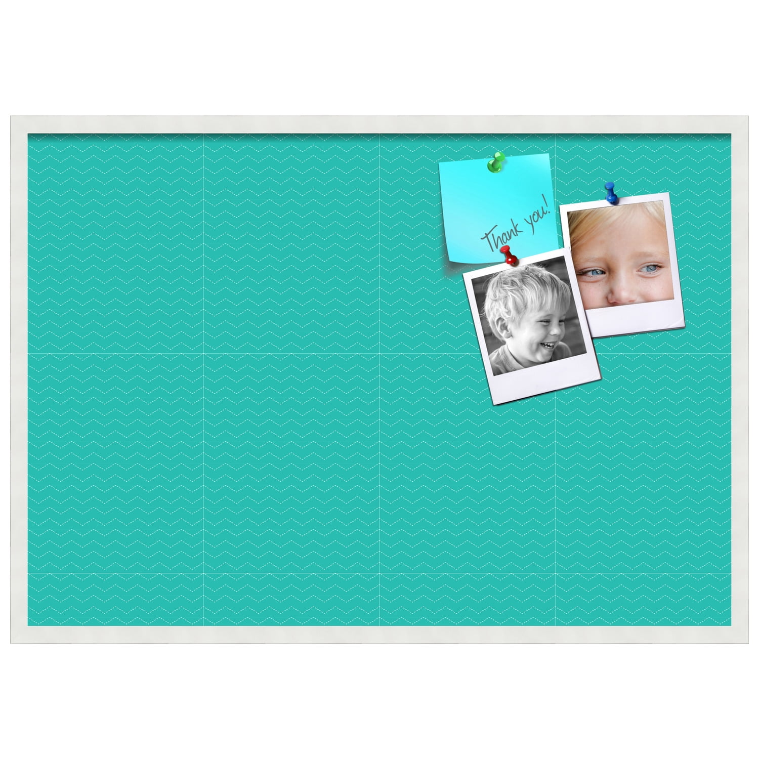 PinPix ArtToFrames 38x26 Custom Cork Bulletin Board    Poster Board Has a Fabric Style Canvas Finish, Framed in Satin White Frame (PinPix-650)