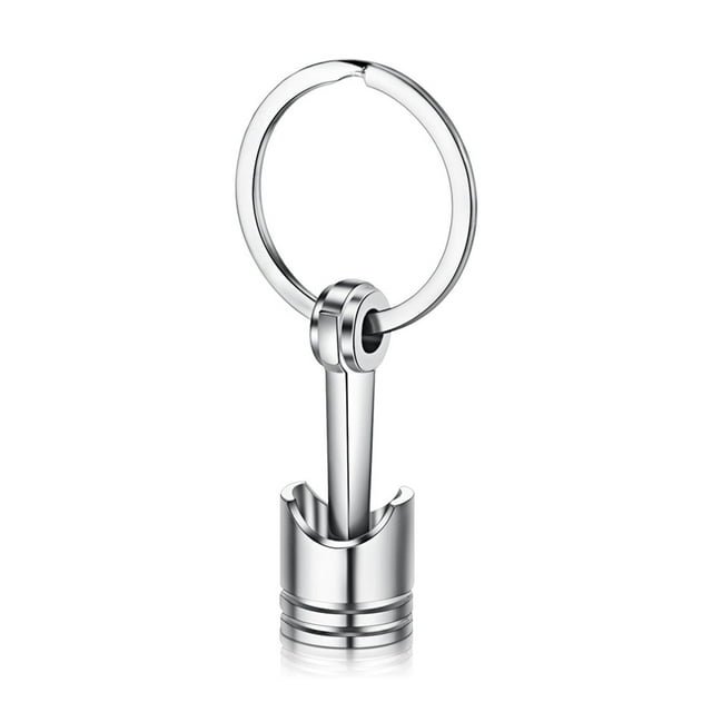 SHISUYAN Engine Piston Keyring Metal Car Keychain Purse Bag Pendant Creative Gift Party Favor (Silver)