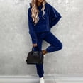 thumbnail image 7 of Velvet Outfits for Women Pullover Hoodie Jogger Pants Set Drawstring Soft Warm Streetwear Tracksuit Outfits Daily Wear Navy XXL, 7 of 7