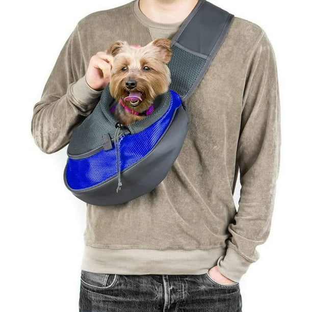 Portabebés para perros pequeños, portabebés para gatos, bolsa de malla transpirable para manos libres (se adapta a mascotas de aproximadamente 3 a 6 libras) (azul)