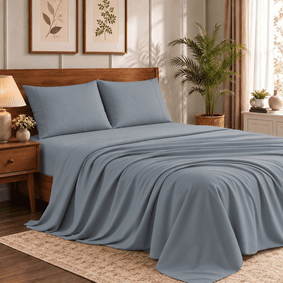 Etui Home King 4 Piece Microfiber Bed Sheet Set – Ultra Soft Double Brushed Bedding, Deep Pocket Fits Mattresses Up to 15", Wrinkle & Fade Resistant, Gray