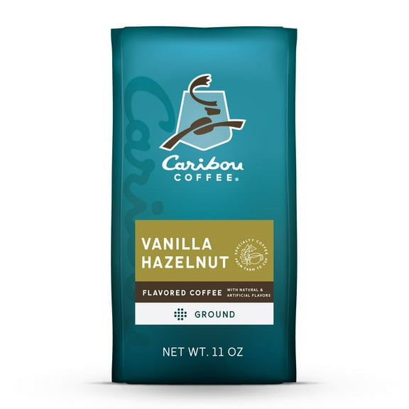 Caribou Coffee Vanilla Hazelnut Flavored Premium Medium Roast Ground Coffee, Arabica, 11 oz