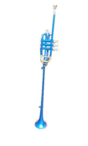 FLAG TRUMPET Low Pitch BLUE.Brass Musical.Instrument With Cushioned Hard Case..