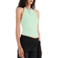 thumbnail image 3 of Women'S Casual Halter Neck Draped Front Open Back Tank Top Yellow M, 3 of 7