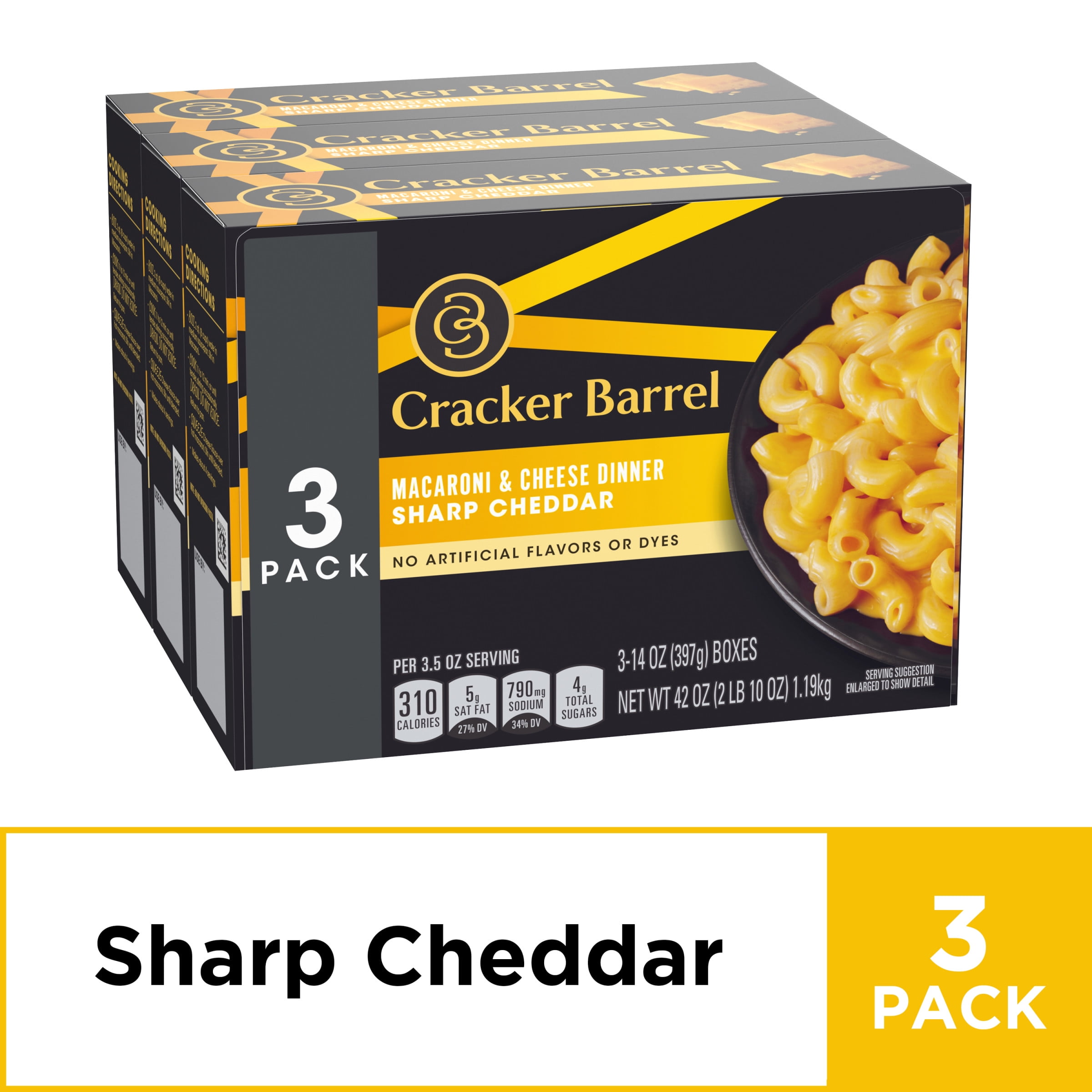 Cracker Barrel Sharp Cheddar Macaroni & Cheese 3 14 oz Boxes