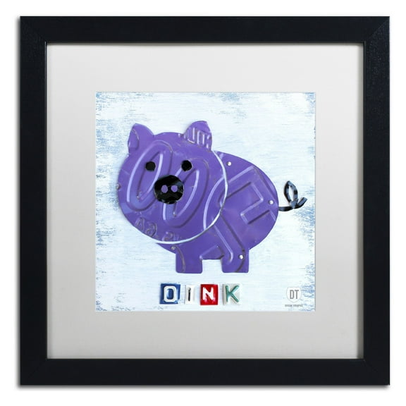 Trademark Fine Art 'Oink the Pig' Canvas Art by Design Turnpike, White Matte, Black Frame